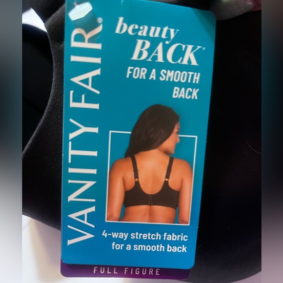 NWT Vanity Fair Full Figure Sz 42H Beauty Back Women's Black Full Coverage Bra - Picture 7 of 10